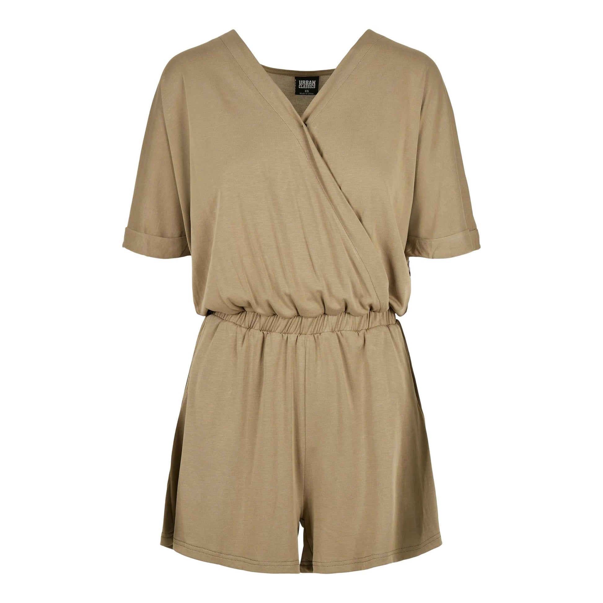 Khaki Brown - Front - Urban Classics Womens-Ladies Modal Short Jumpsuit