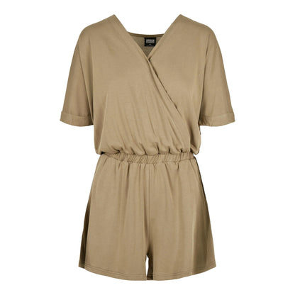 Khaki Brown - Front - Urban Classics Womens-Ladies Modal Short Jumpsuit