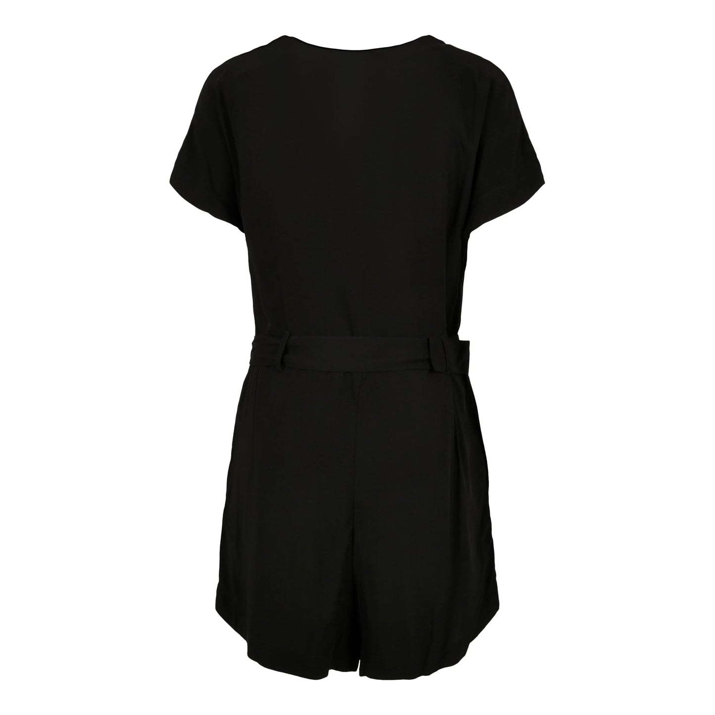 Black - Back - Urban Classics Womens-Ladies Flower Viscose Belt Short Jumpsuit