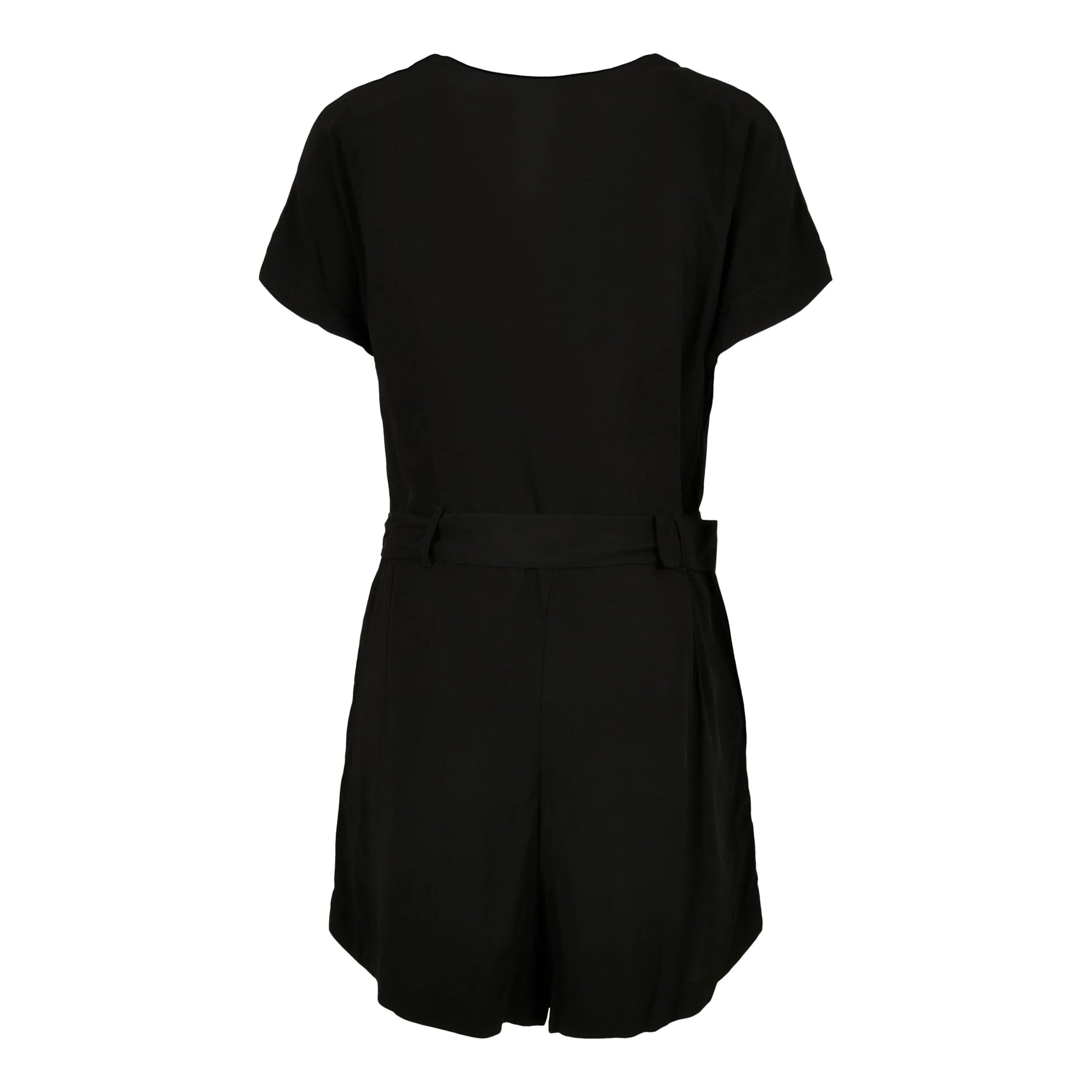 Black - Back - Urban Classics Womens-Ladies Flower Viscose Belt Short Jumpsuit