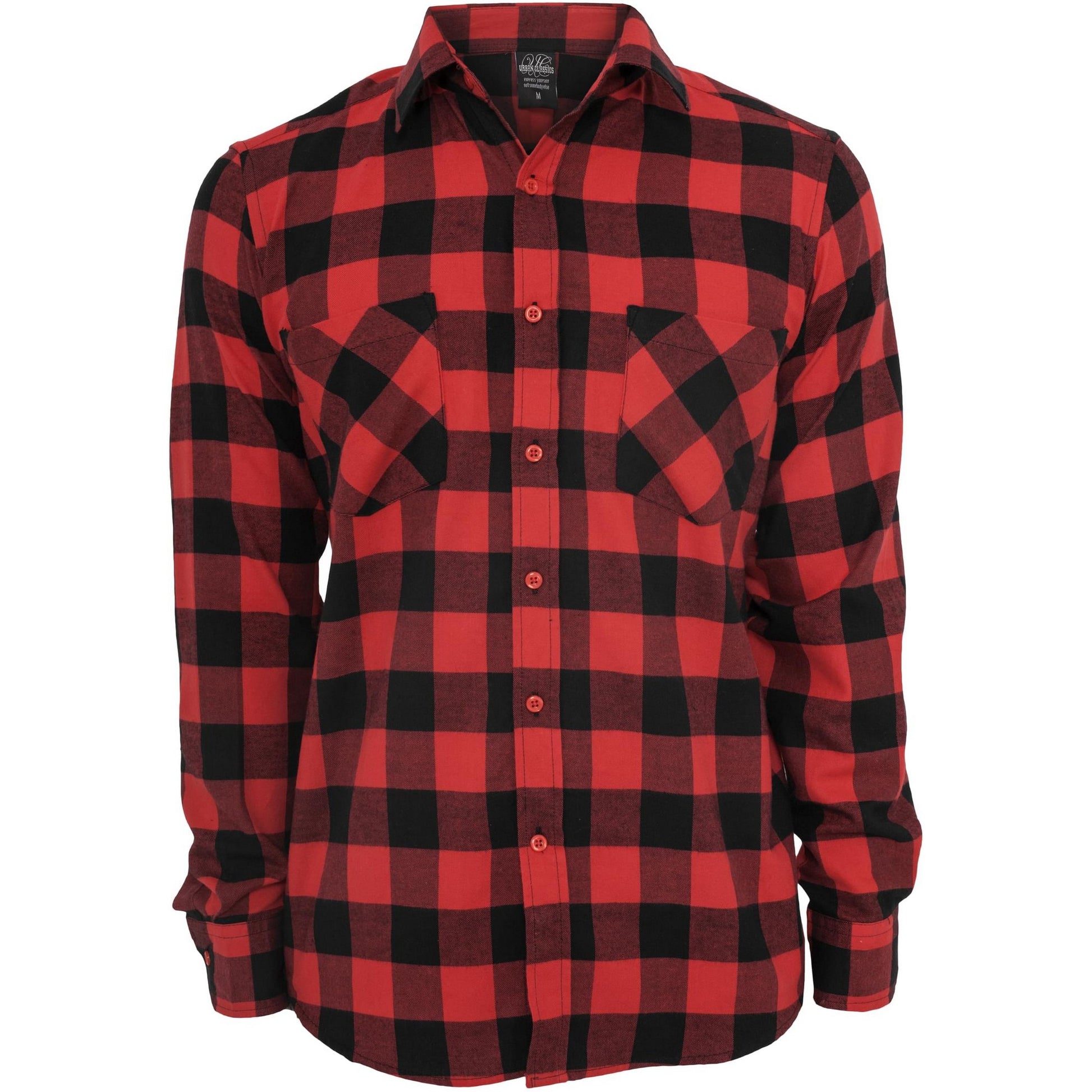 Black-Red - Front - Urban Classics Mens Checked Flannel Shirt