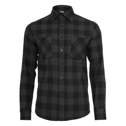 Black-Charcoal - Front - Urban Classics Mens Checked Flannel Shirt