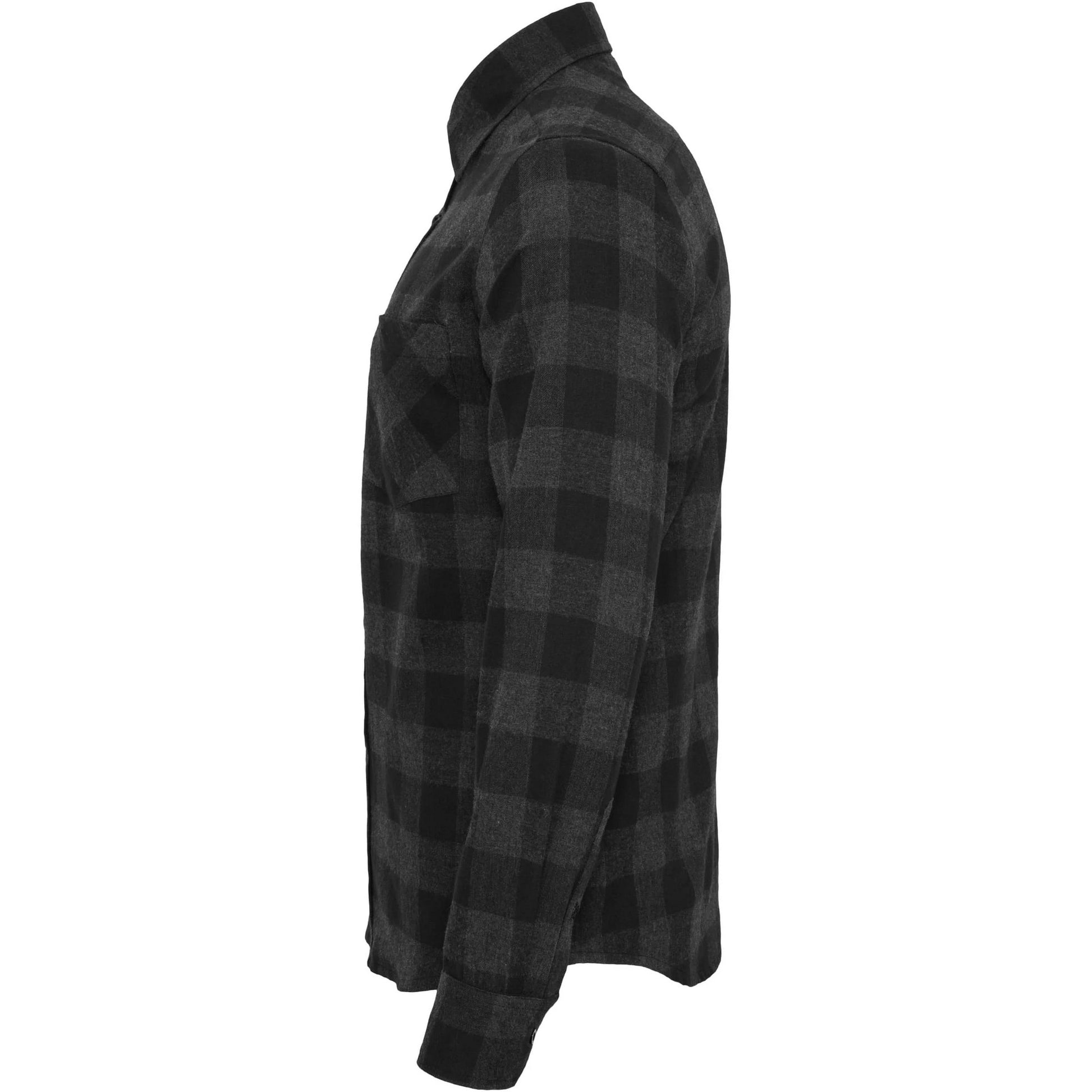 Black-Charcoal - Side - Urban Classics Mens Checked Flannel Shirt