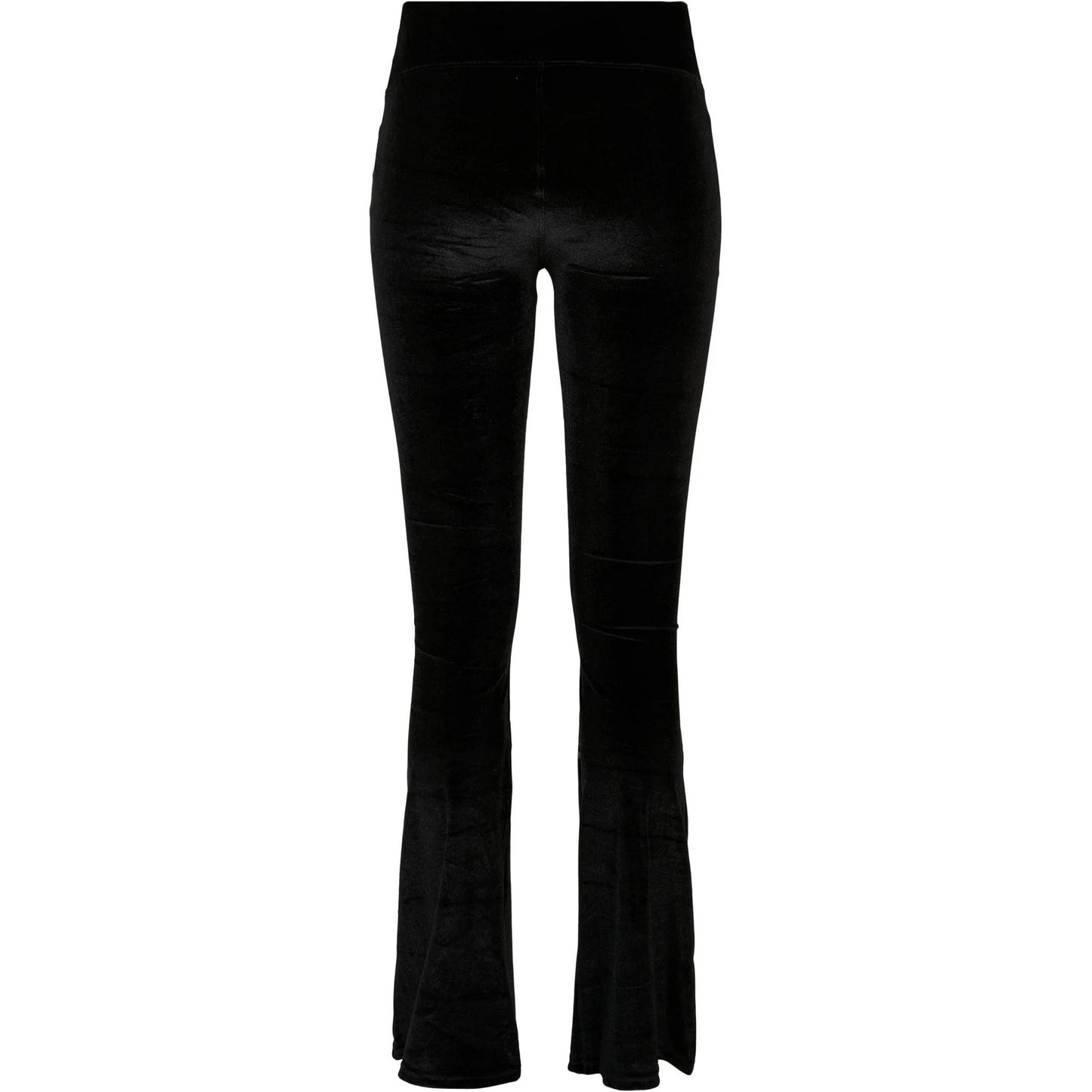 Black - Back - Urban Classics Womens-Ladies Velvet High Waist Bootcut Leggings