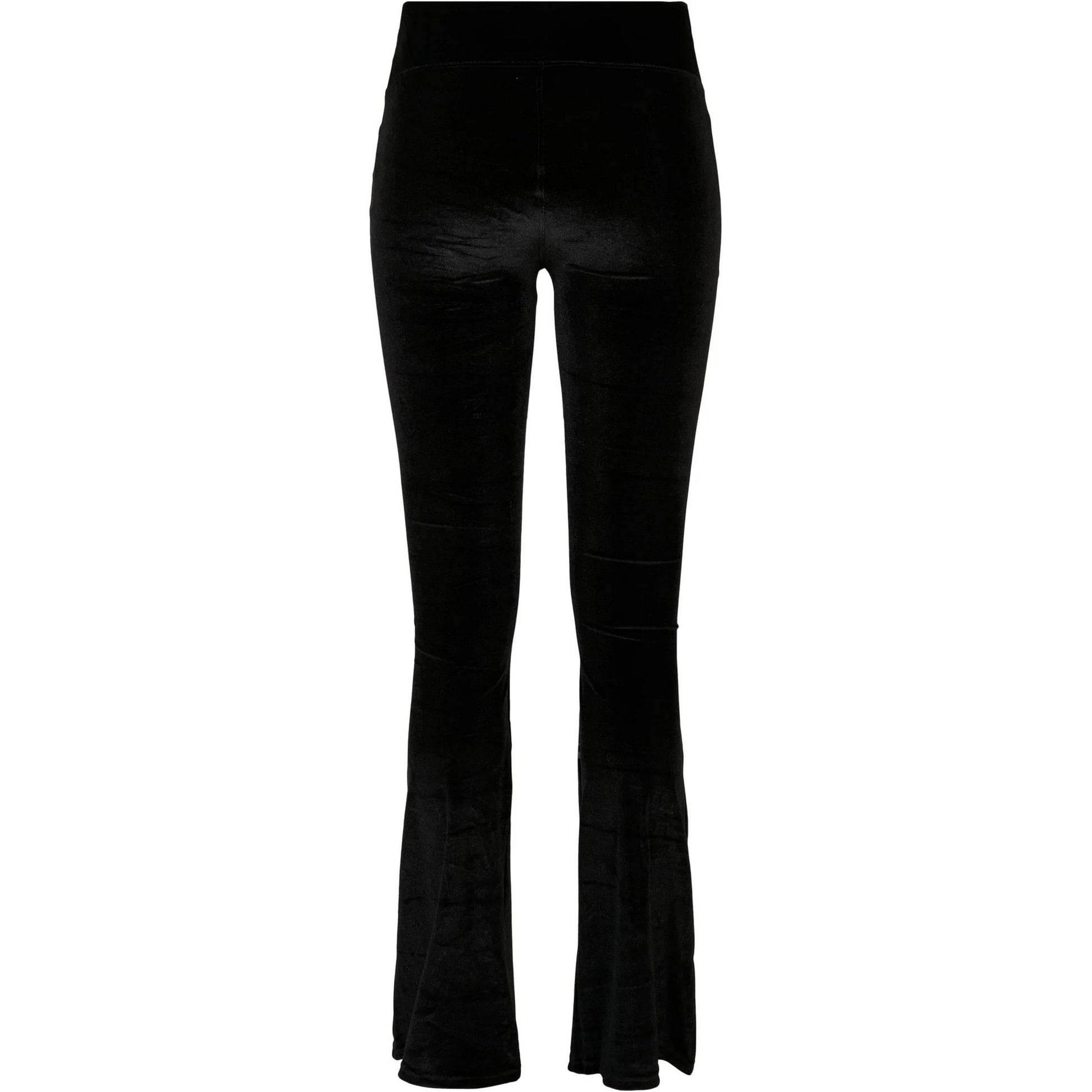 Black - Back - Urban Classics Womens-Ladies Velvet High Waist Bootcut Leggings