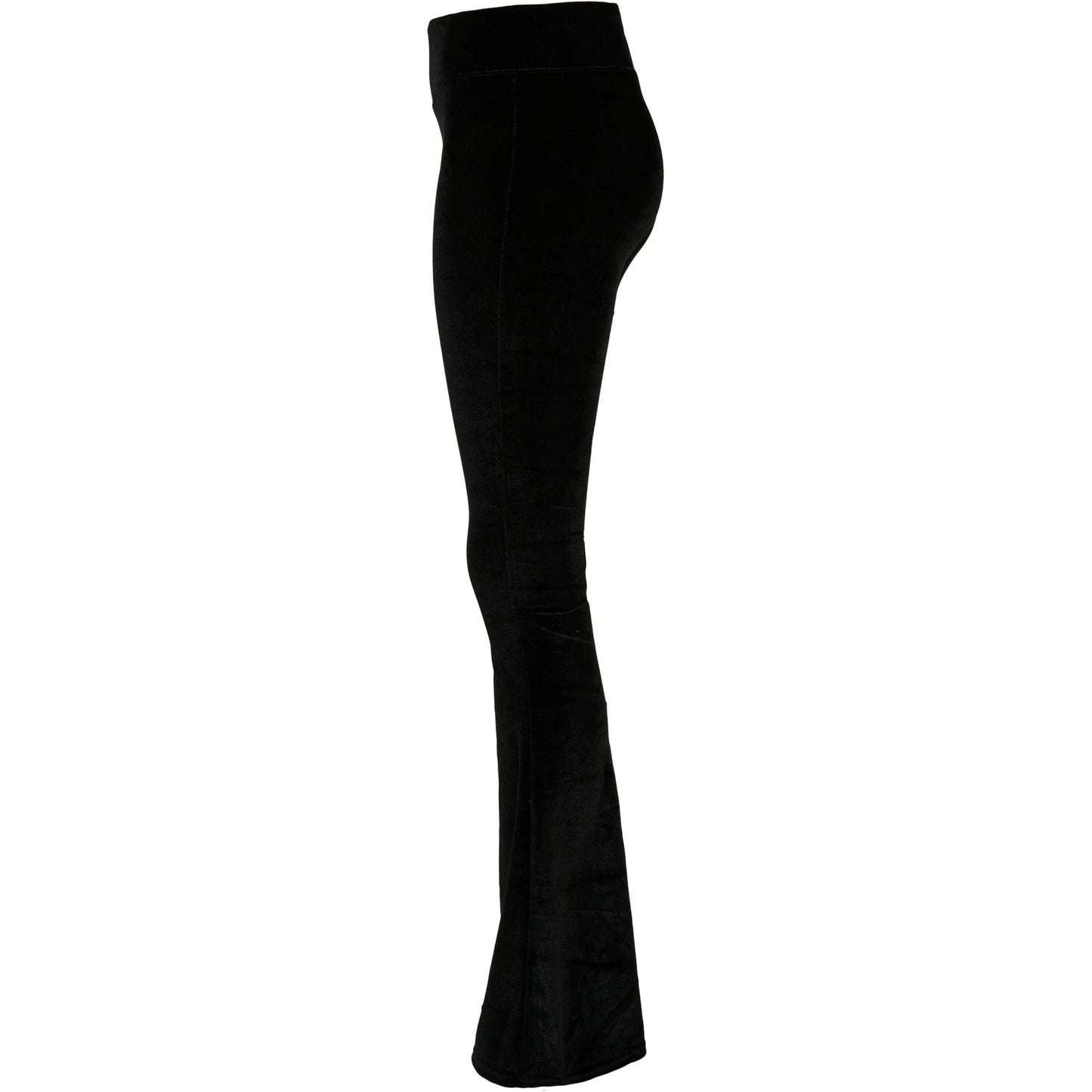 Black - Side - Urban Classics Womens-Ladies Velvet High Waist Bootcut Leggings