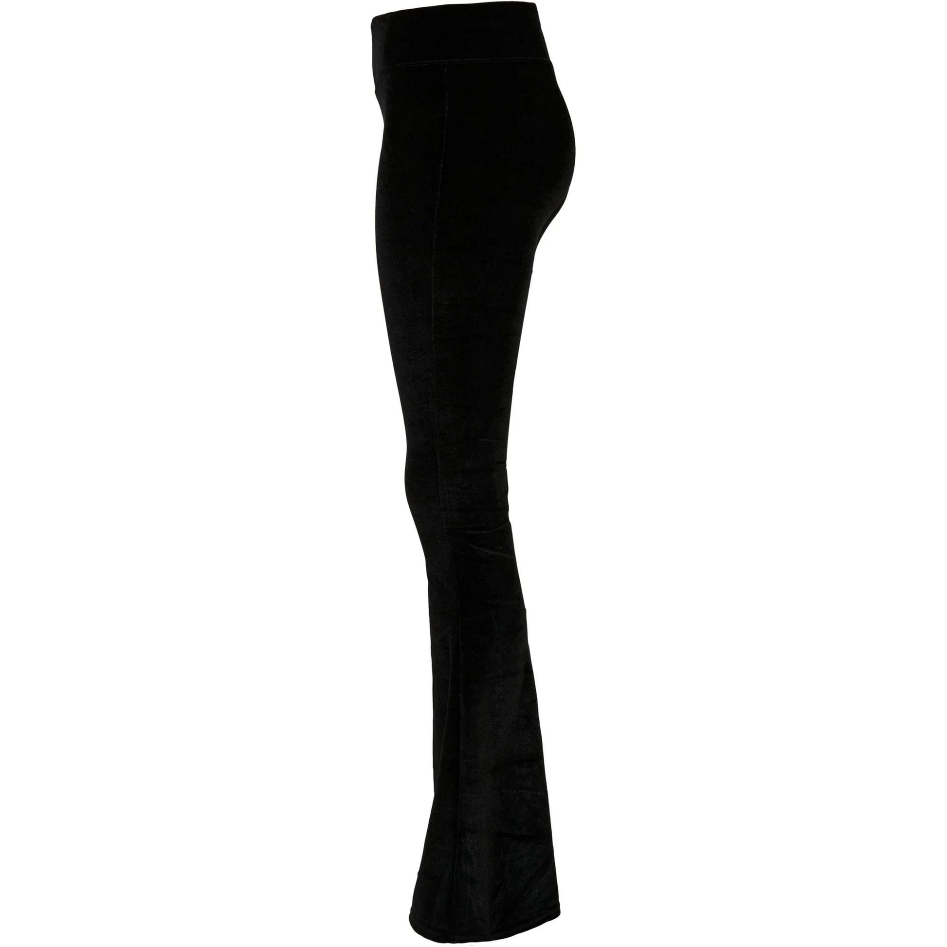 Black - Side - Urban Classics Womens-Ladies Velvet High Waist Bootcut Leggings
