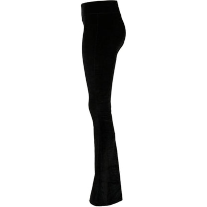 Black - Side - Urban Classics Womens-Ladies Velvet High Waist Bootcut Leggings