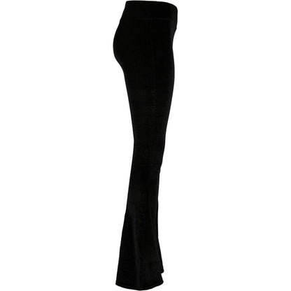 Black - Lifestyle - Urban Classics Womens-Ladies Velvet High Waist Bootcut Leggings