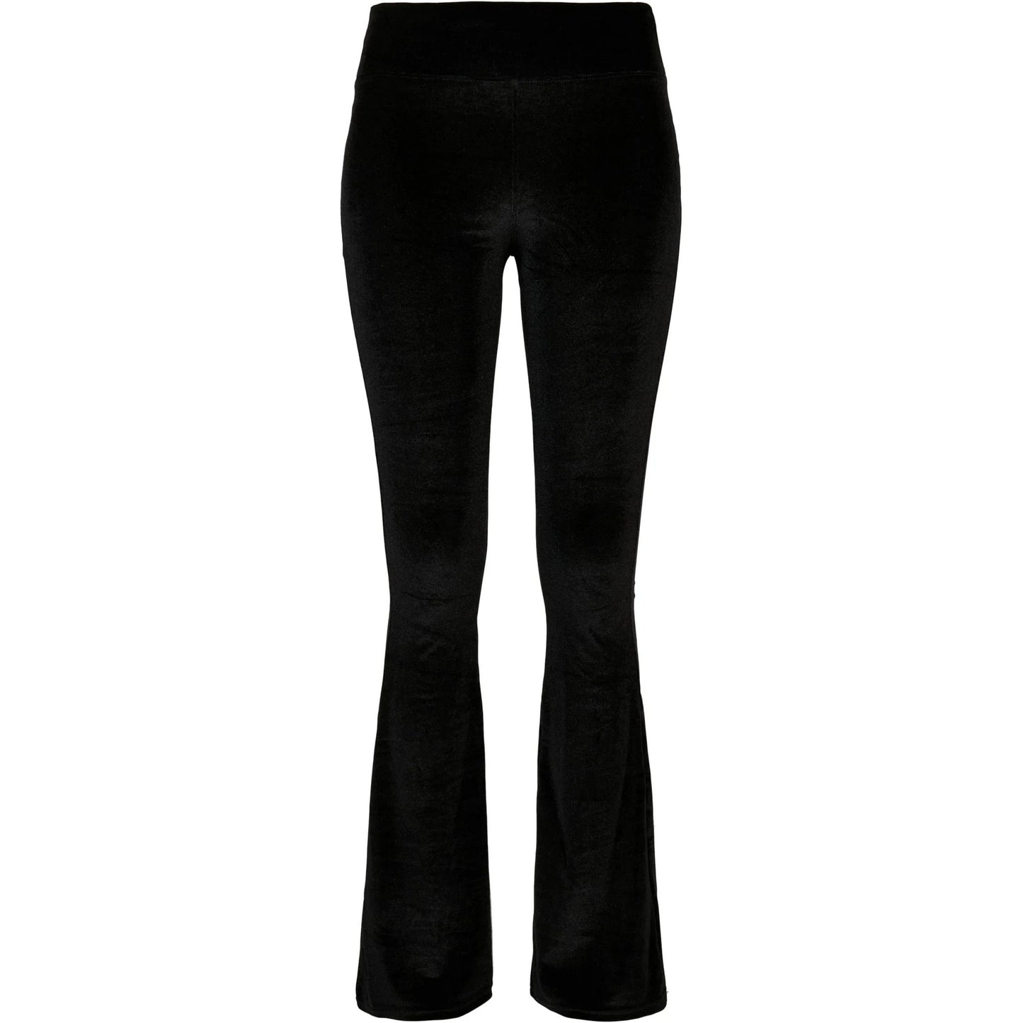 Black - Front - Urban Classics Womens-Ladies Velvet High Waist Bootcut Leggings