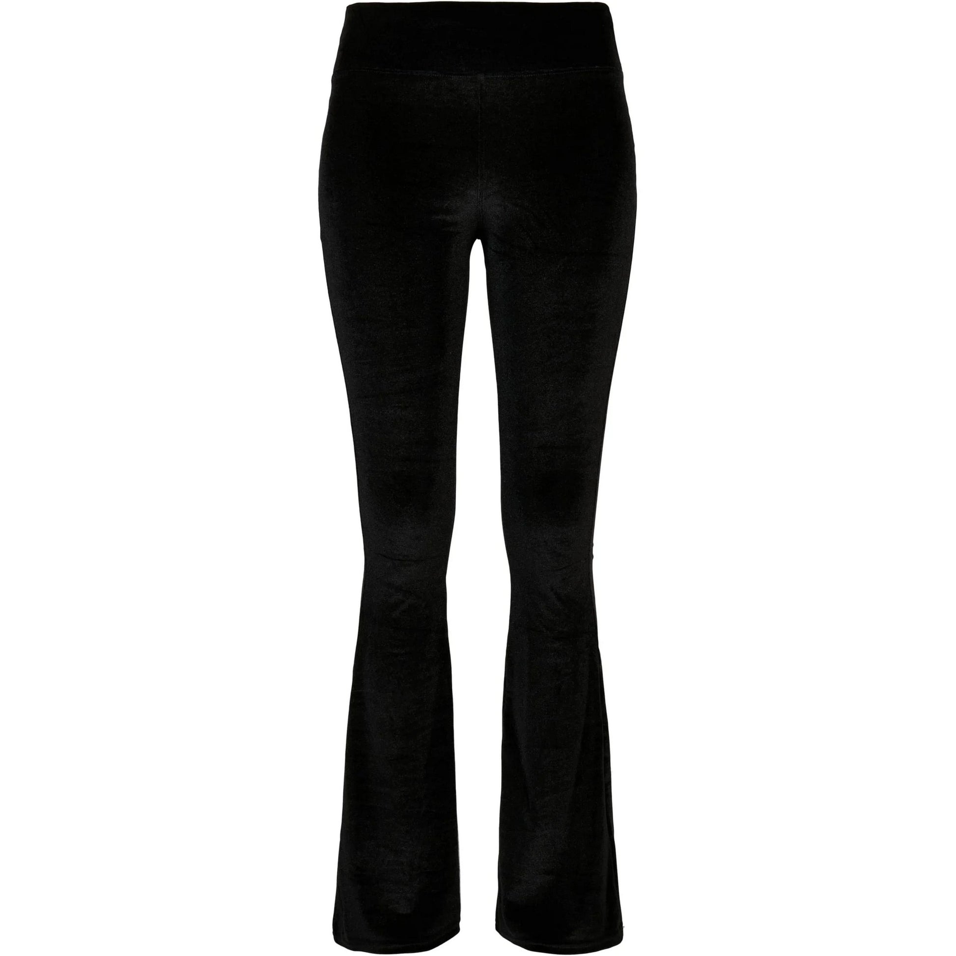 Black - Front - Urban Classics Womens-Ladies Velvet High Waist Bootcut Leggings
