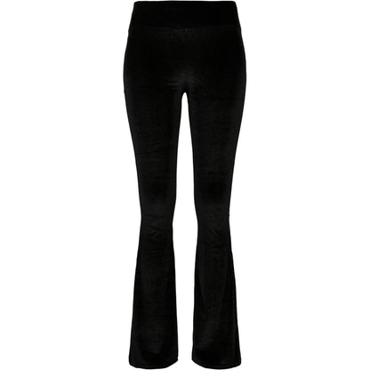 Black - Front - Urban Classics Womens-Ladies Velvet High Waist Bootcut Leggings