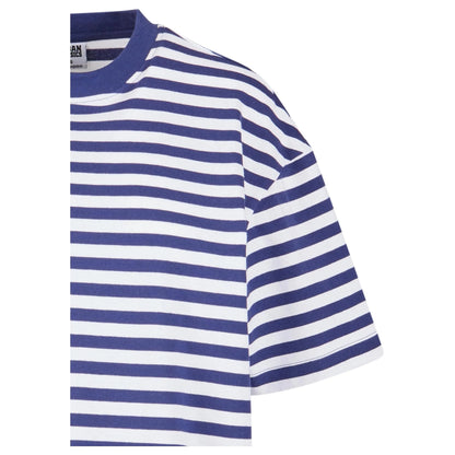 White-Dark Blue - Side - Urban Classics Womens-Ladies Striped Oversized T-Shirt Dress