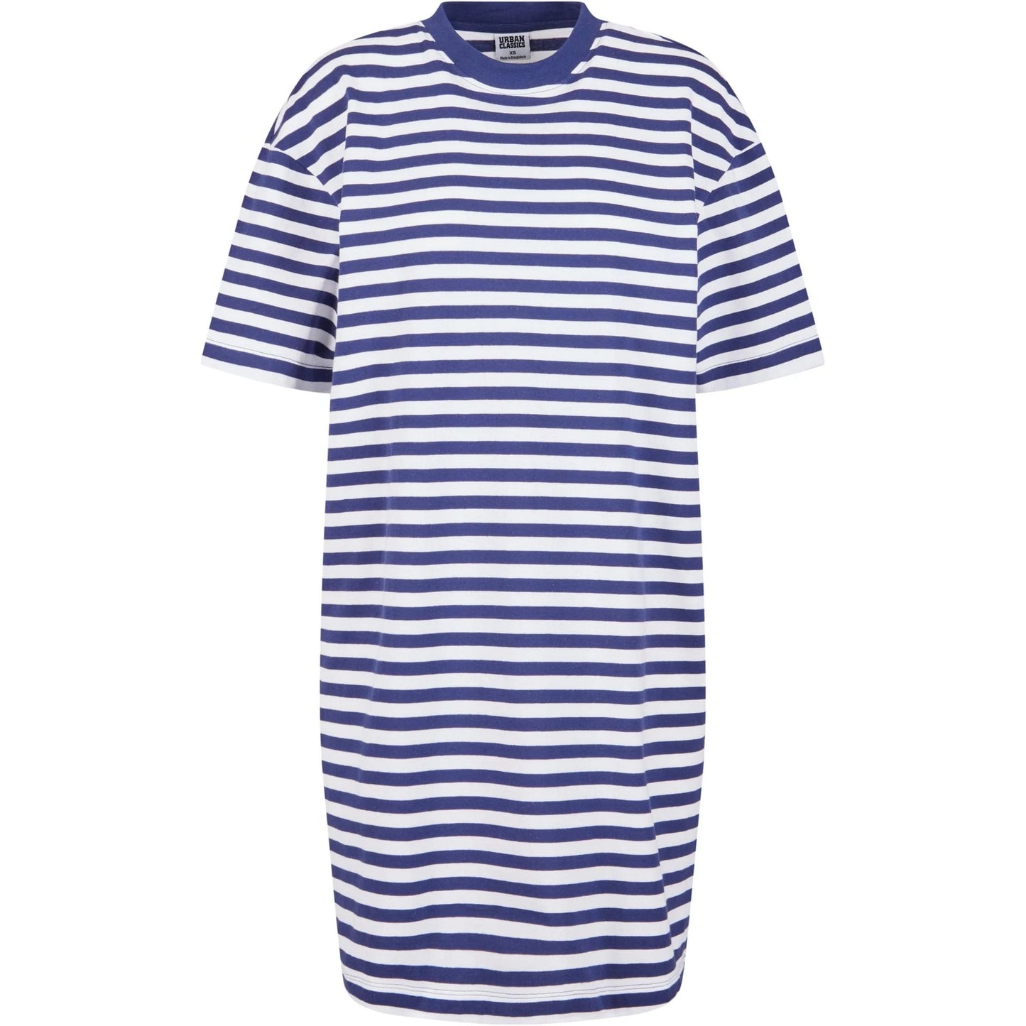 White-Dark Blue - Front - Urban Classics Womens-Ladies Striped Oversized T-Shirt Dress
