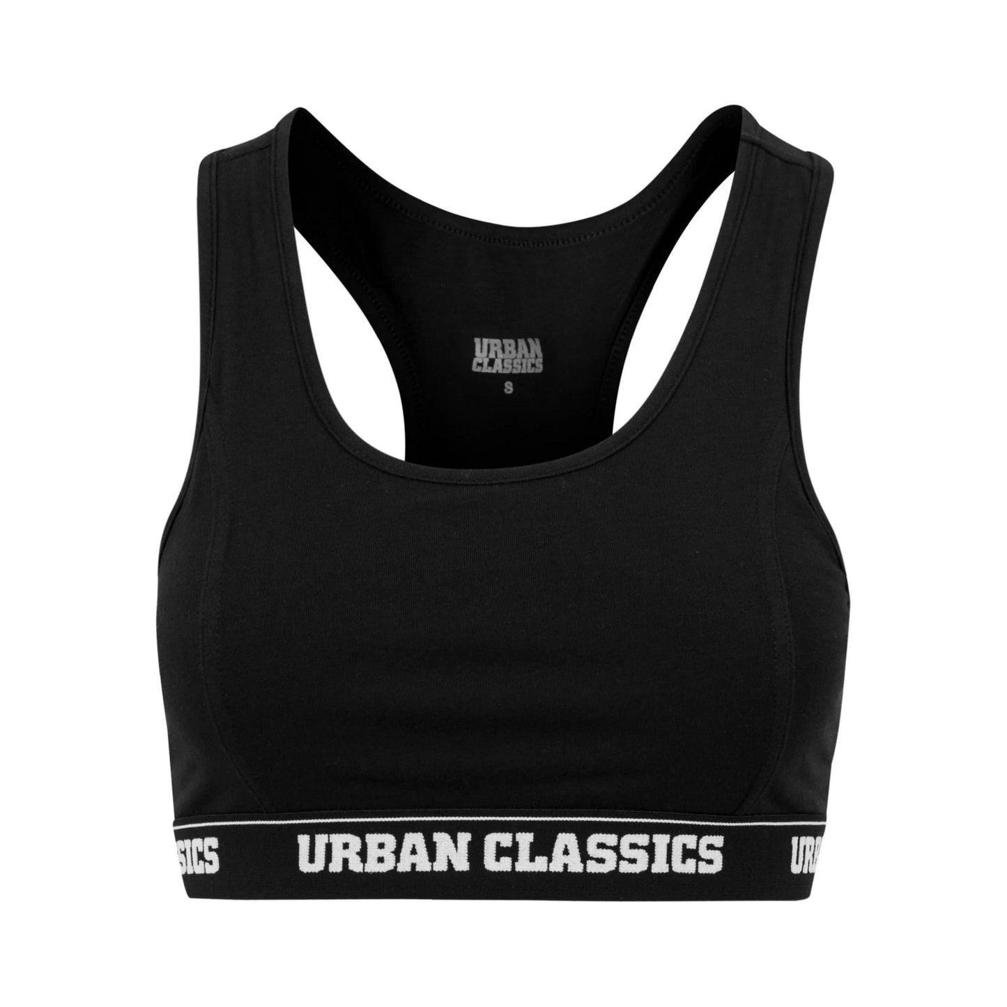 Black - Front - Urban Classics Womens-Ladies Logo Bra