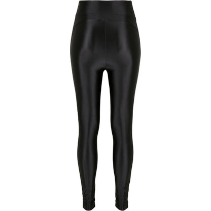 Black - Back - Urban Classics Womens-Ladies Metallic Shiny High Waist Leggings