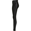 Black - Side - Urban Classics Womens-Ladies Metallic Shiny High Waist Leggings