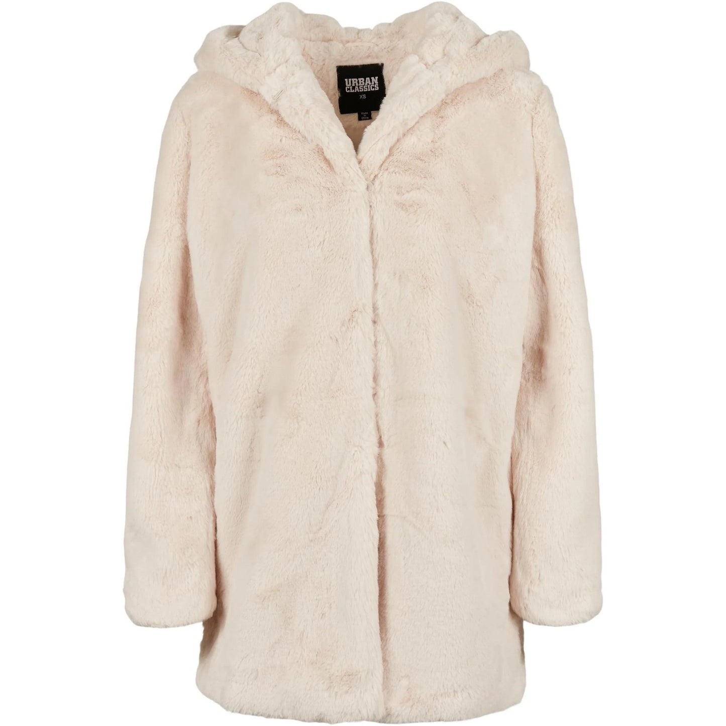 Off White - Front - Urban Classics Womens-Ladies Teddy Fleece Hooded Coat
