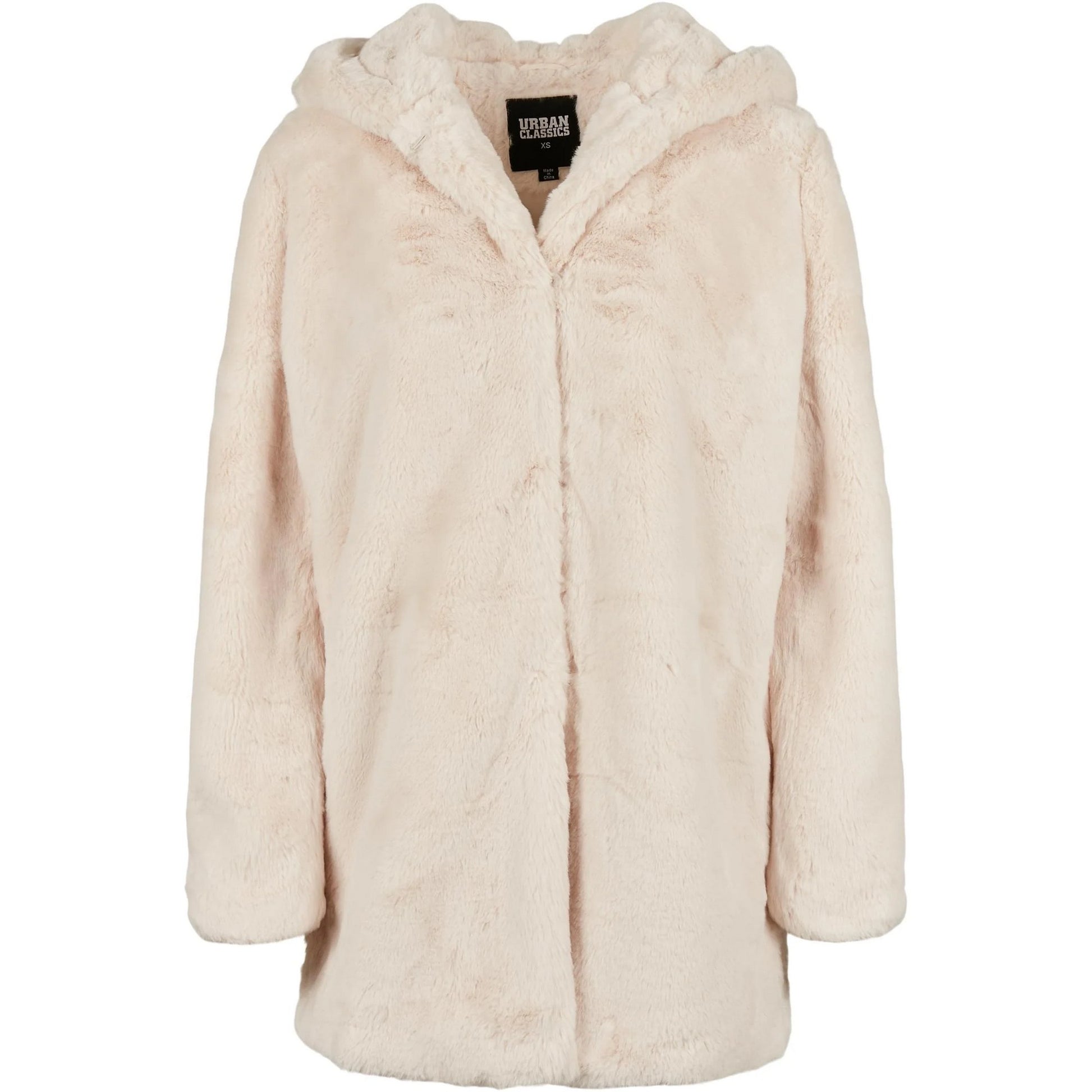 Off White - Front - Urban Classics Womens-Ladies Teddy Fleece Hooded Coat