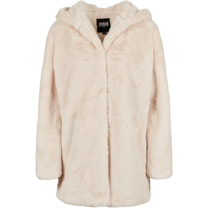 Off White - Front - Urban Classics Womens-Ladies Teddy Fleece Hooded Coat