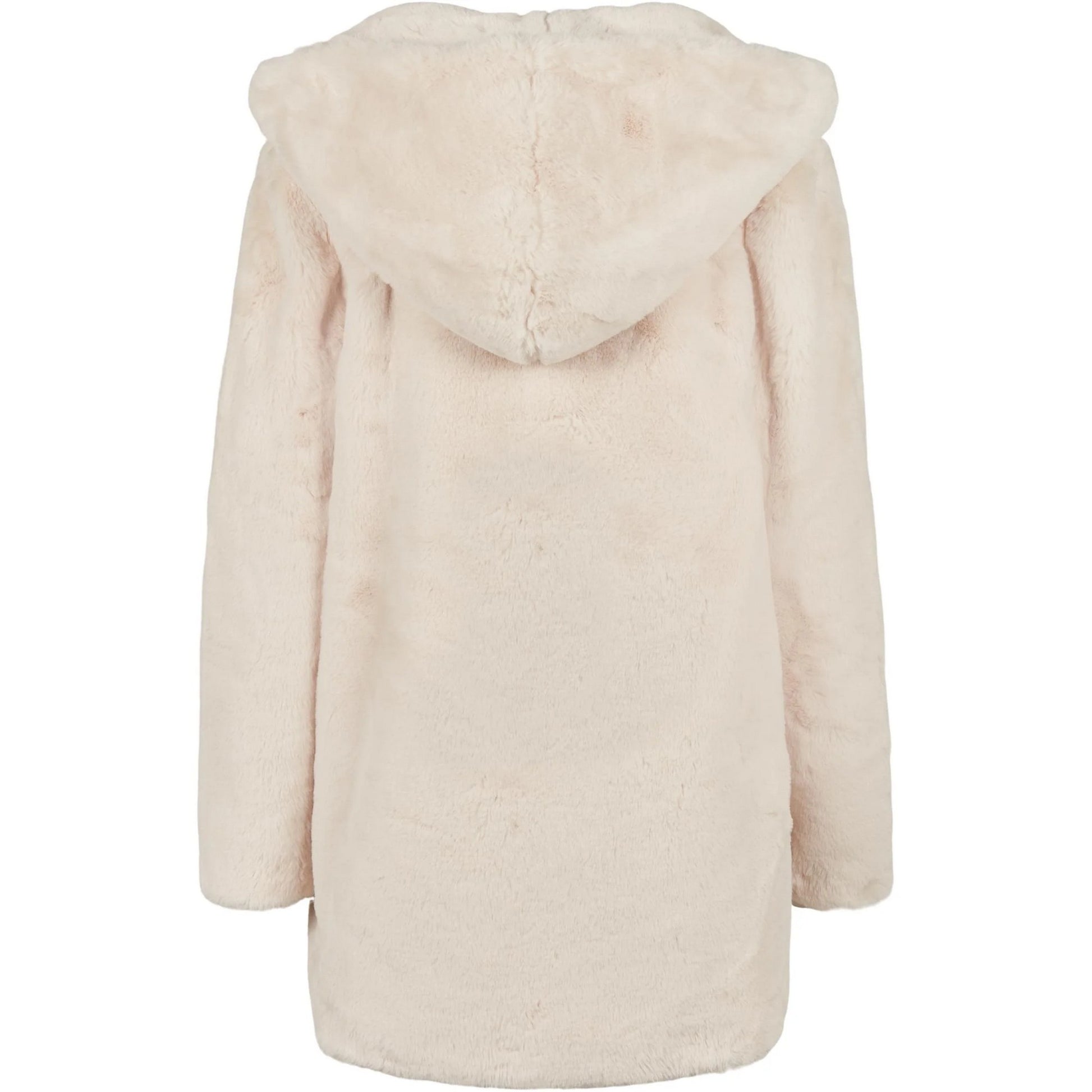Off White - Back - Urban Classics Womens-Ladies Teddy Fleece Hooded Coat