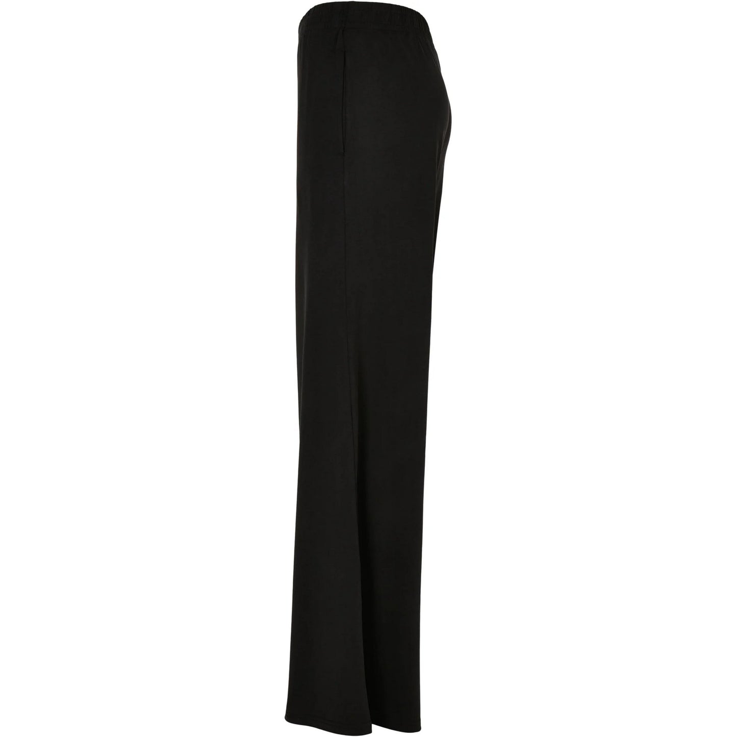 Black - Side - Urban Classics Womens-Ladies Modal Wide Leg Yoga Pants