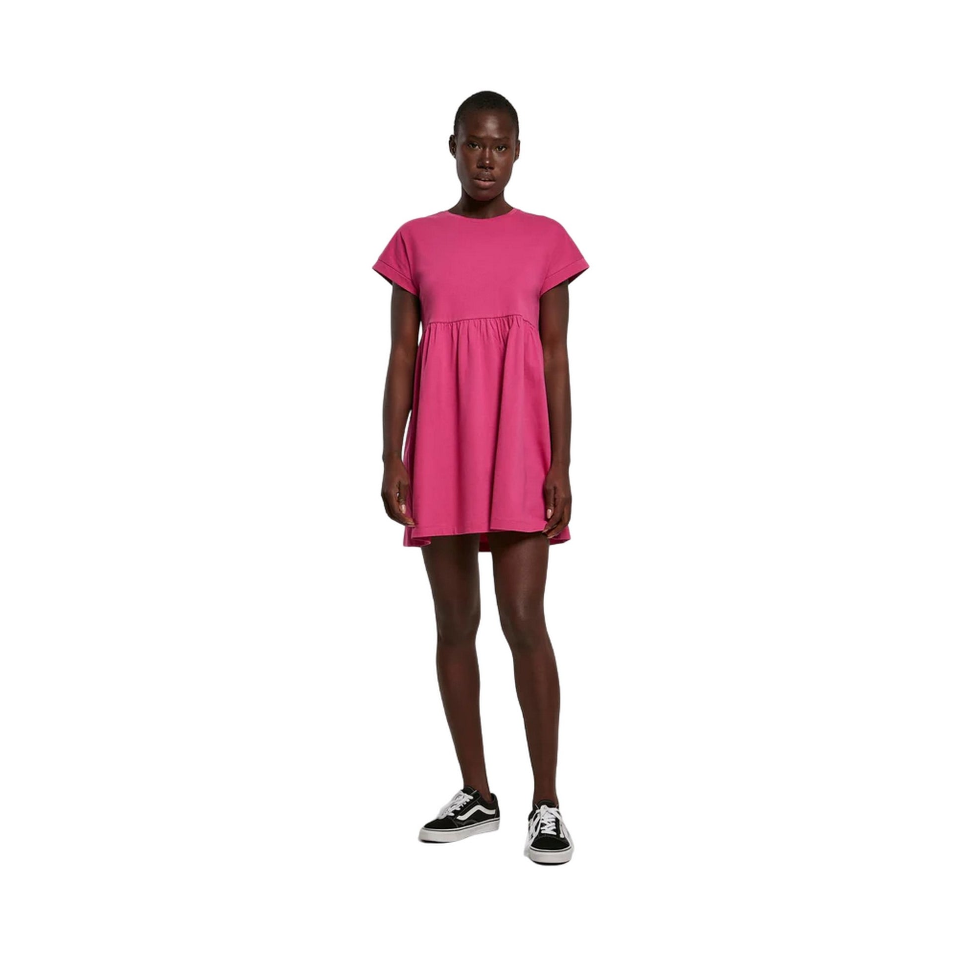 Bright Violet - Side - Urban Classics Womens-Ladies Empire Valance Organic T-Shirt Dress