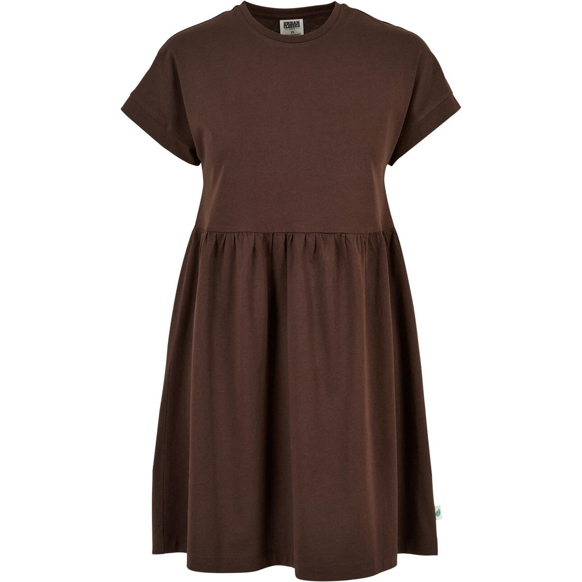 Brown - Front - Urban Classics Womens-Ladies Empire Valance Organic T-Shirt Dress