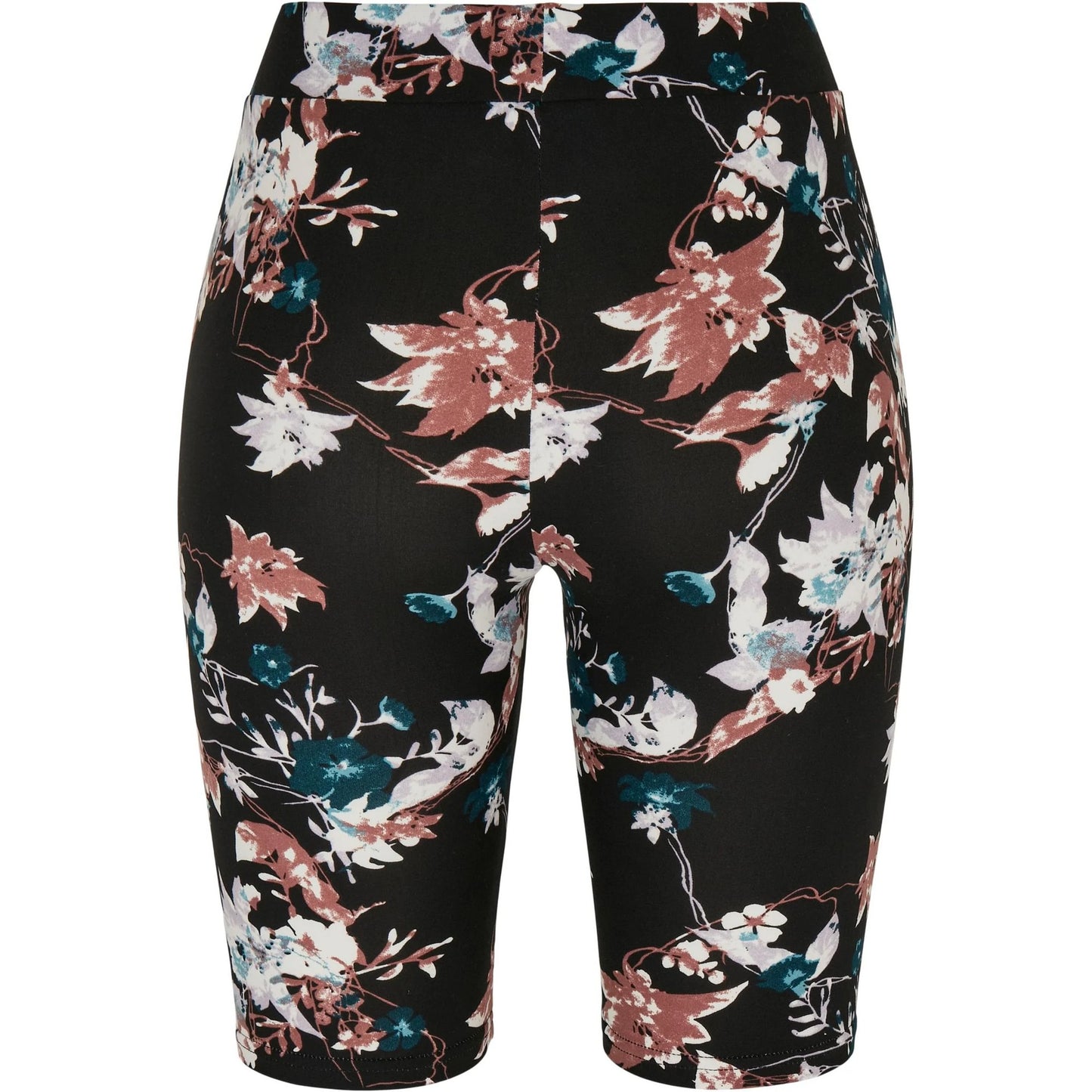 Black - Back - Urban Classics Womens-Ladies Soft Flowers Cycling Shorts