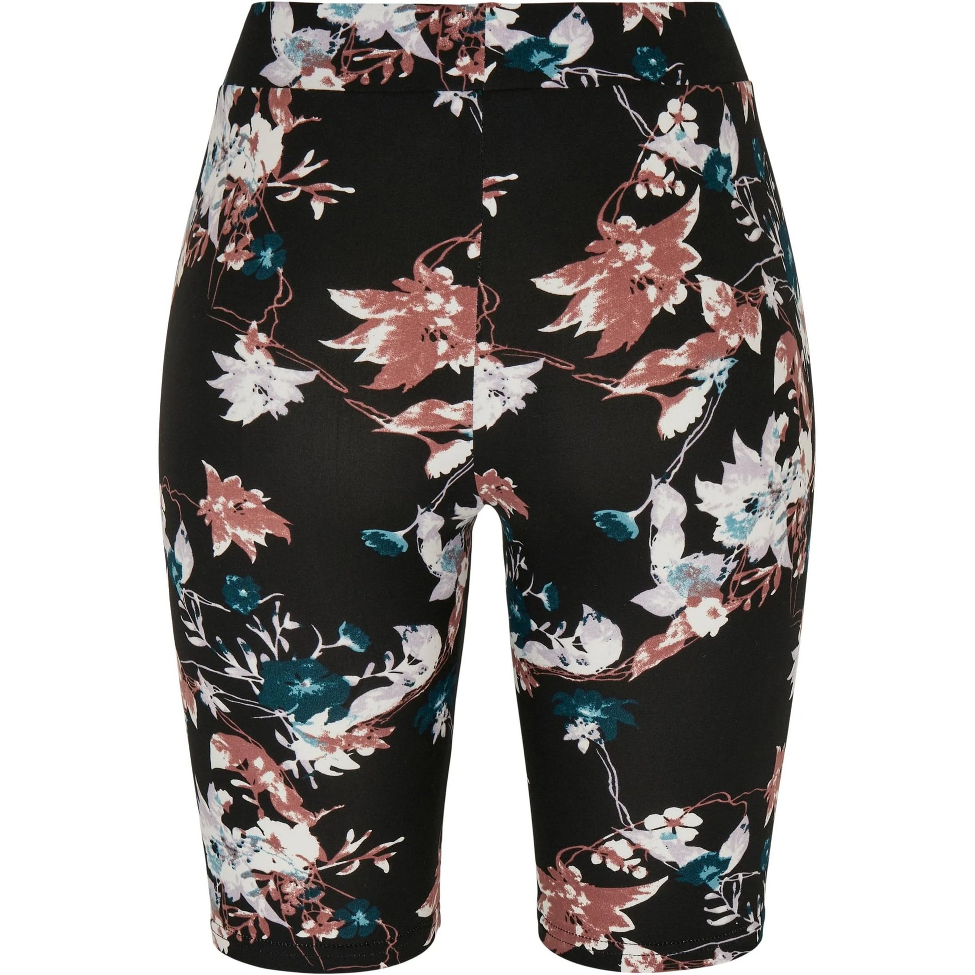 Black - Back - Urban Classics Womens-Ladies Soft Flowers Cycling Shorts