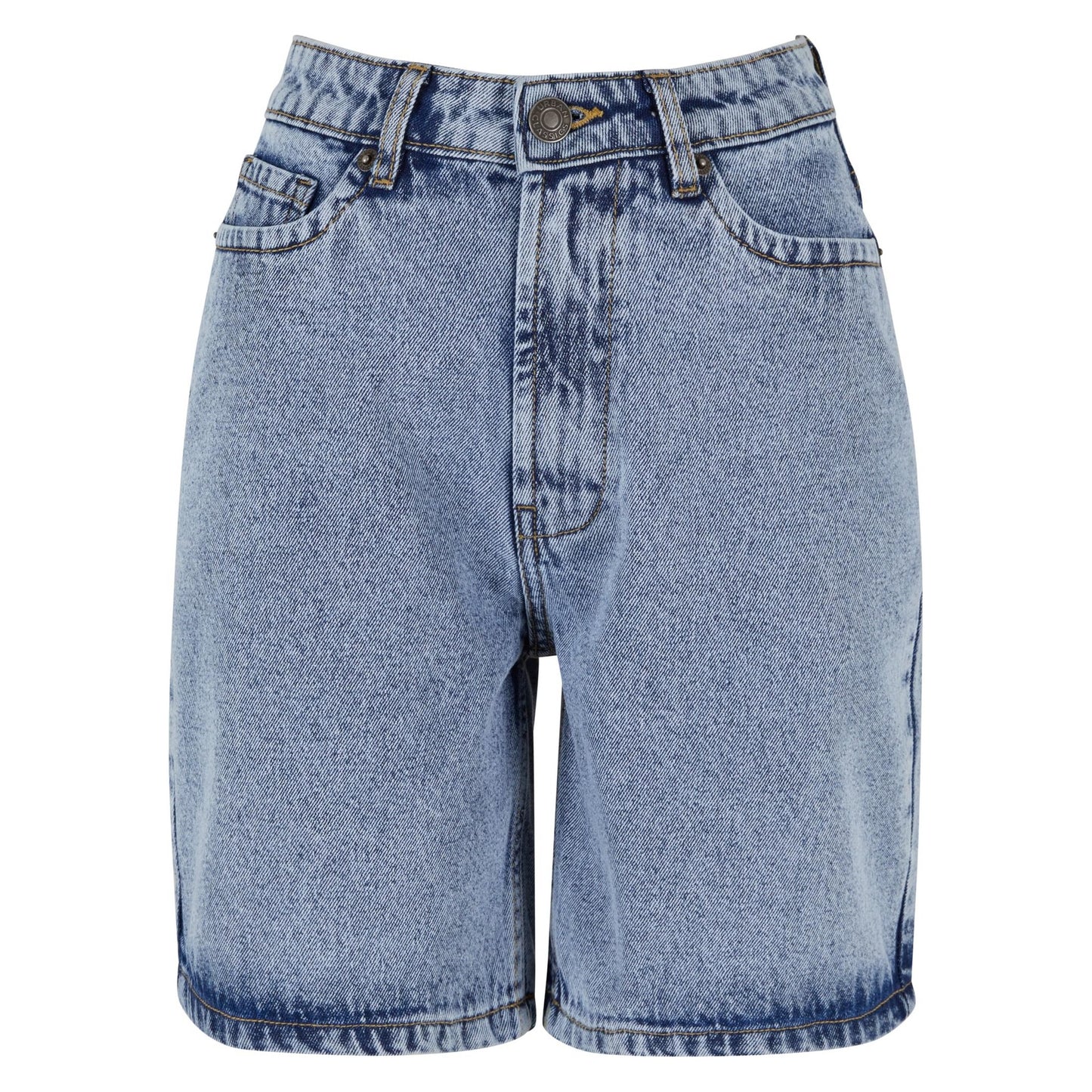 Tinted Washed Light Blue - Front - Urban Classics Womens-Ladies 90s Shorts