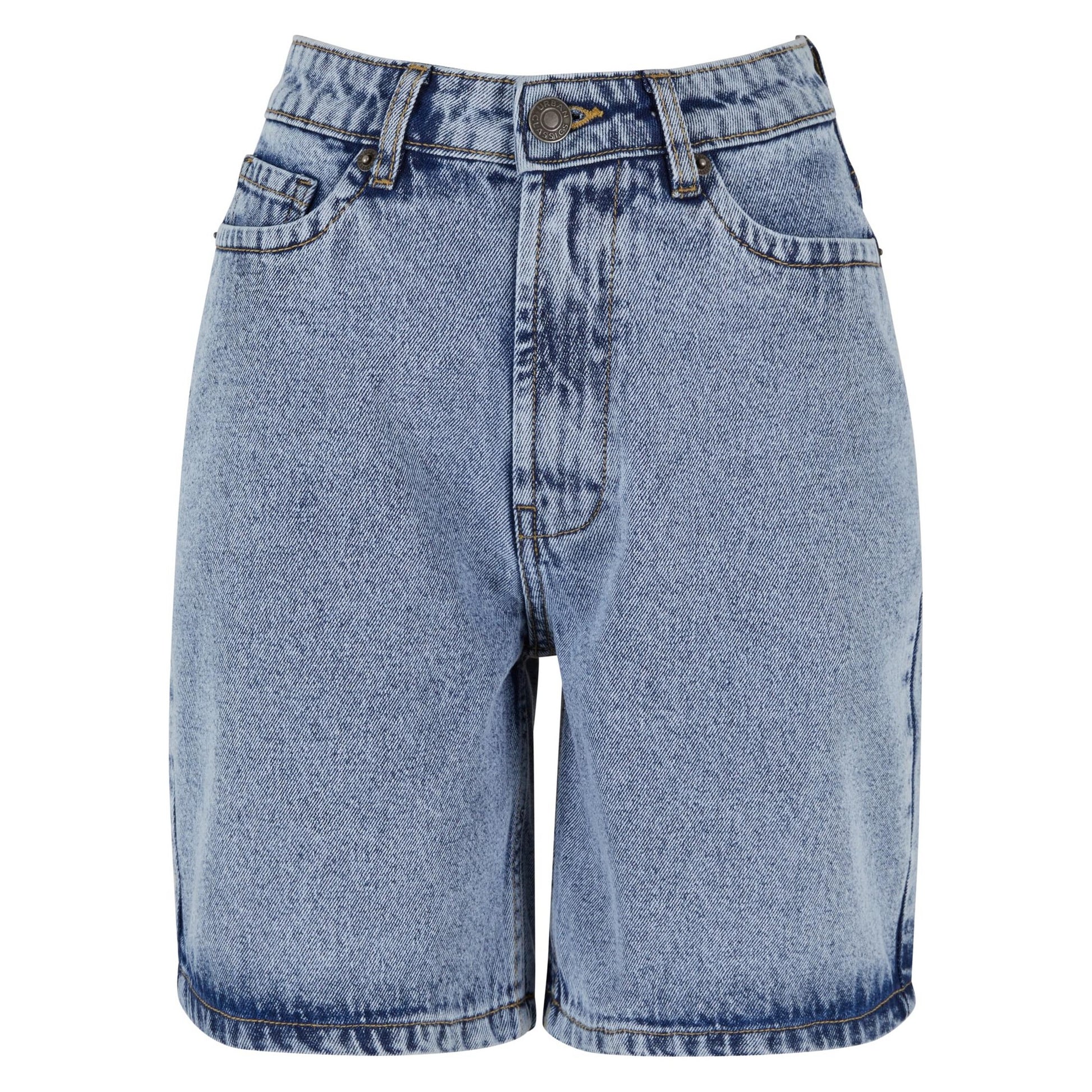 Tinted Washed Light Blue - Front - Urban Classics Womens-Ladies 90s Shorts