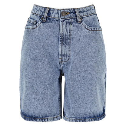 Tinted Washed Light Blue - Front - Urban Classics Womens-Ladies 90s Shorts