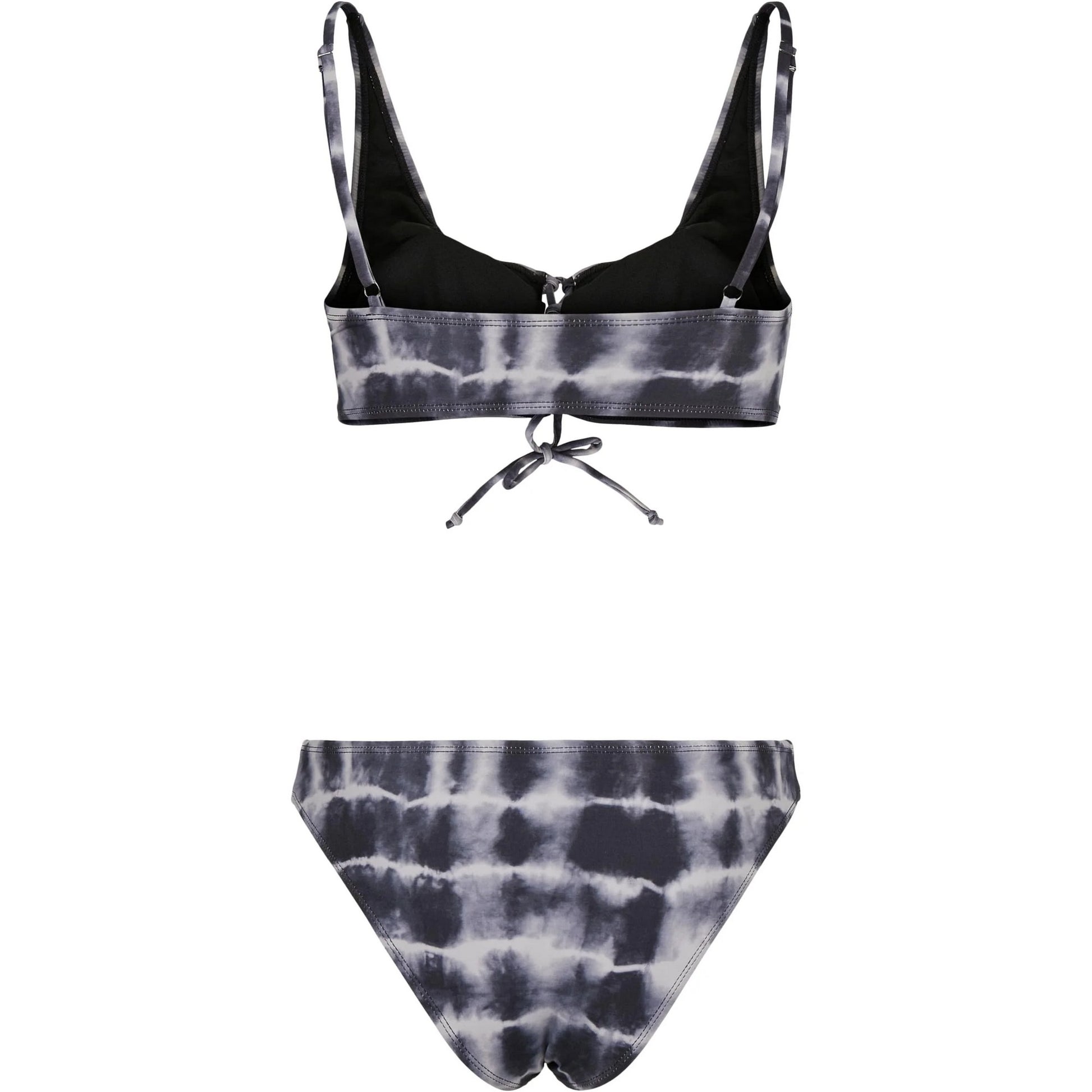 Black-White - Back - Urban Classics Womens-Ladies Tie Dye Lace Up Bikini