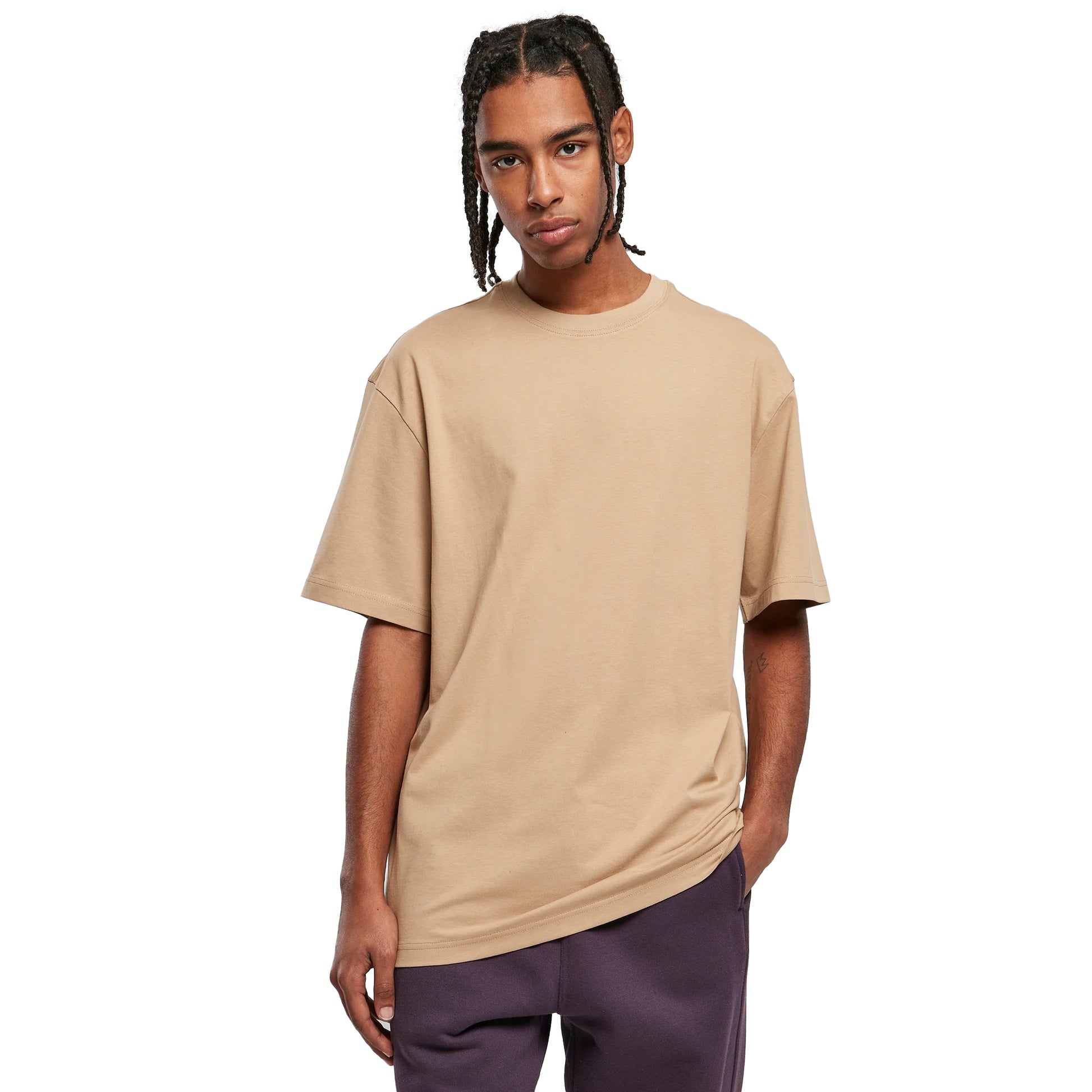 Union Beige - Front - Urban Classics Mens Plain Tall T-Shirt