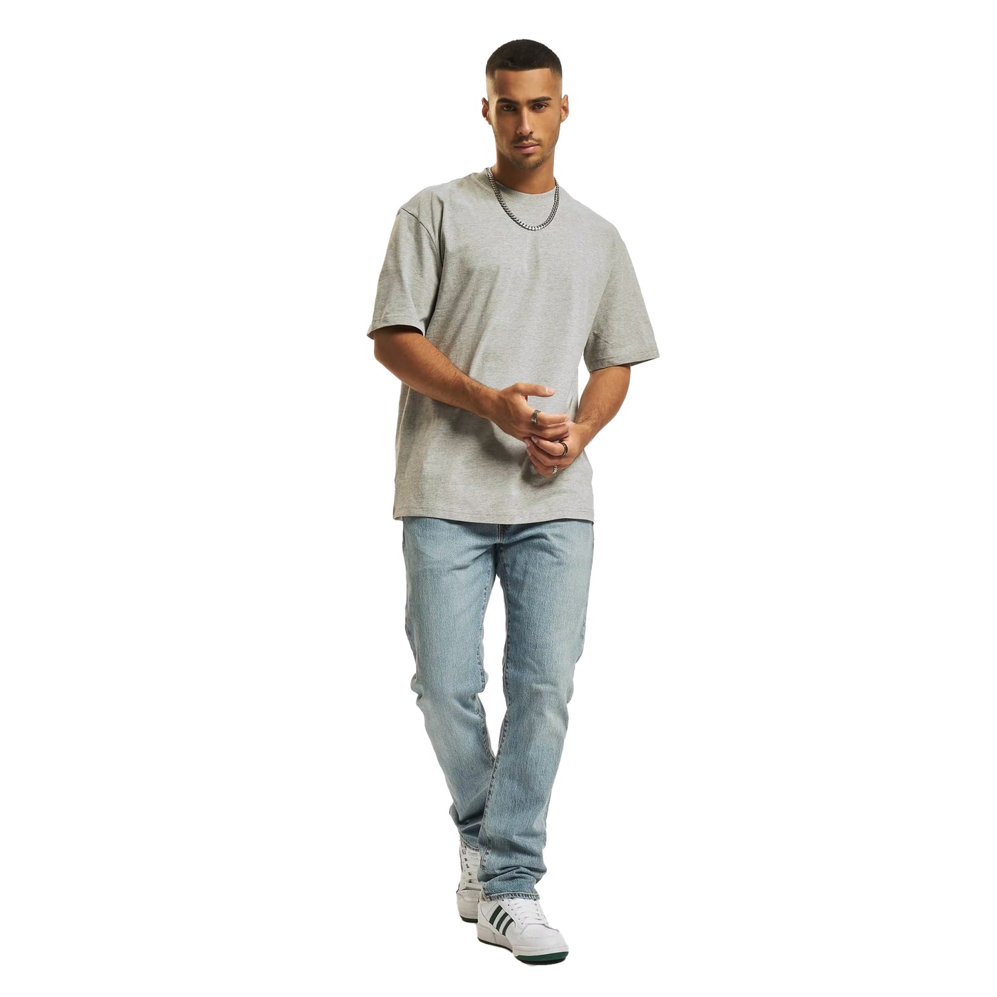 Grey - Side - Urban Classics Mens Plain Tall T-Shirt