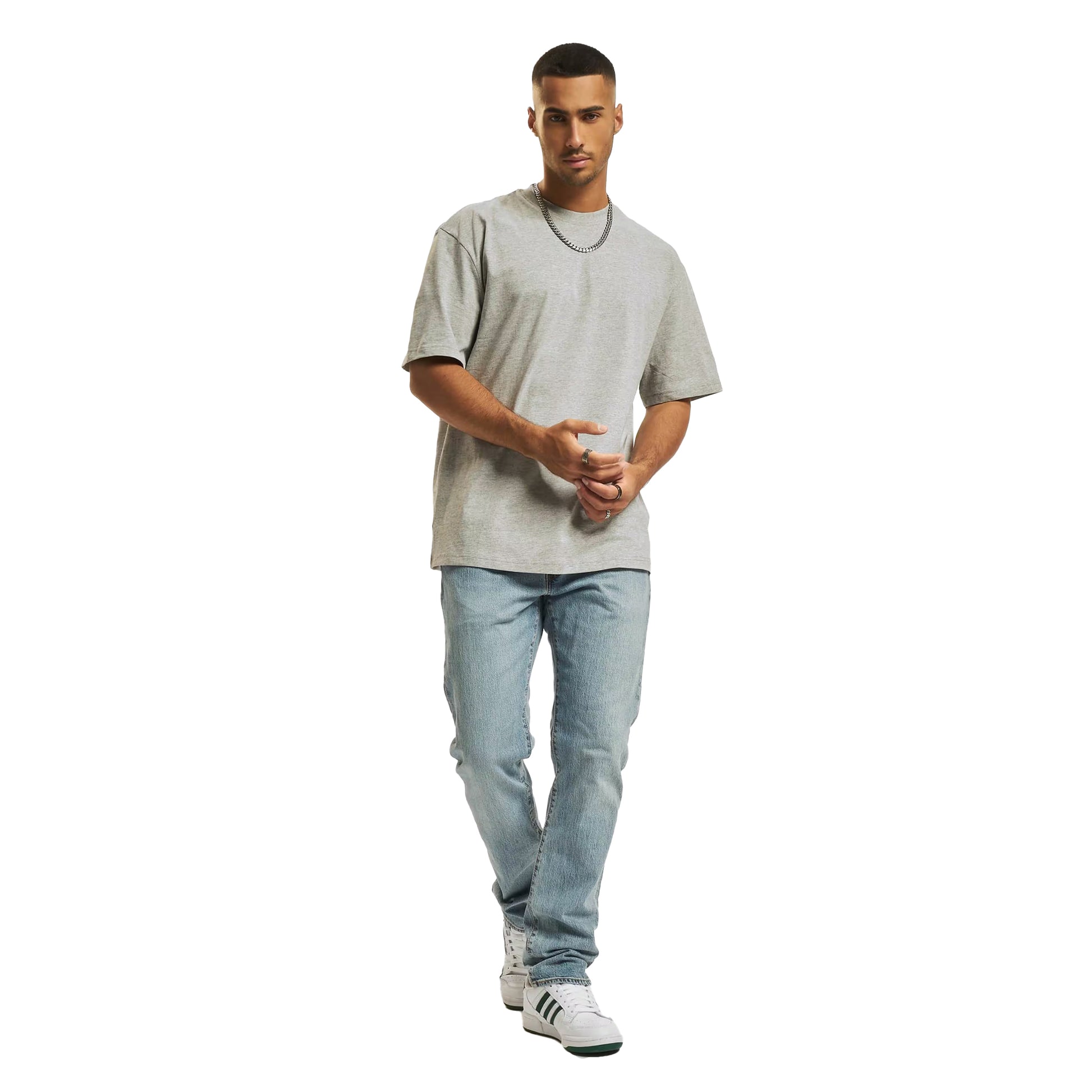 Grey - Side - Urban Classics Mens Plain Tall T-Shirt