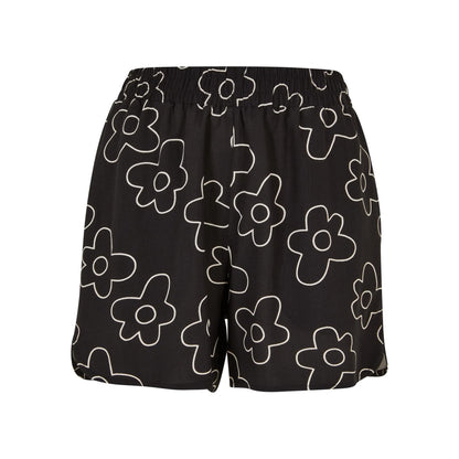 Black - Front - Urban Classics Womens-Ladies Viscose All-Over Print Resort Shorts