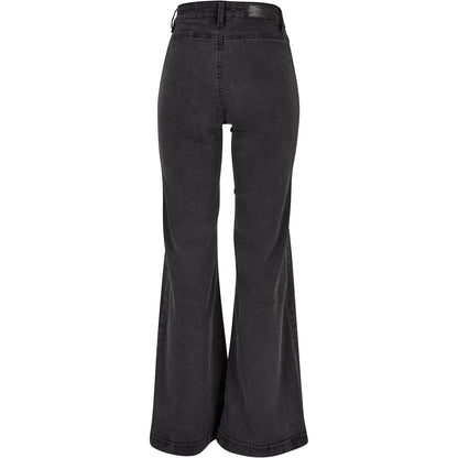 Black Wash - Back - Urban Classics Womens-Ladies Denim Vintage Flared Jeans