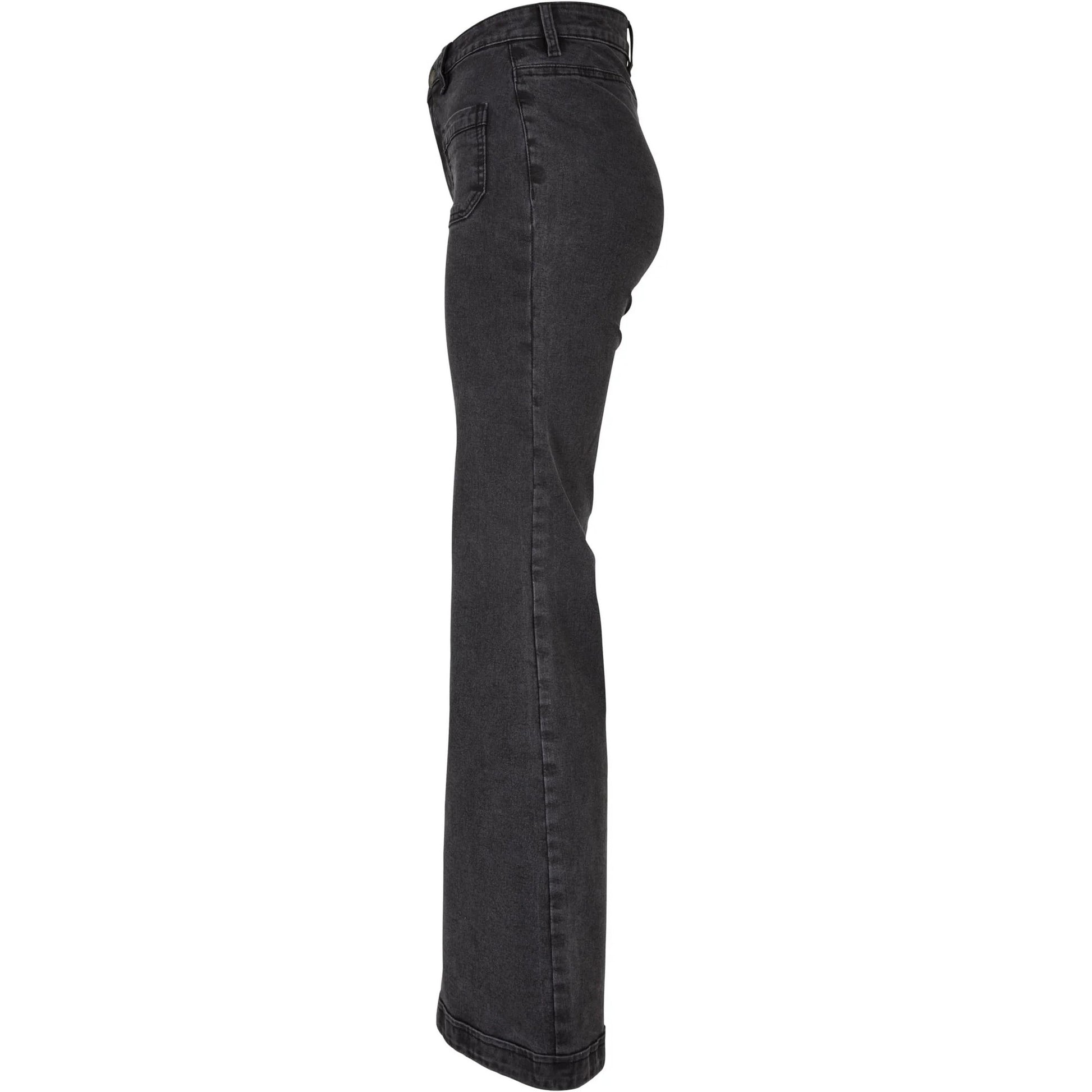 Black Wash - Lifestyle - Urban Classics Womens-Ladies Denim Vintage Flared Jeans