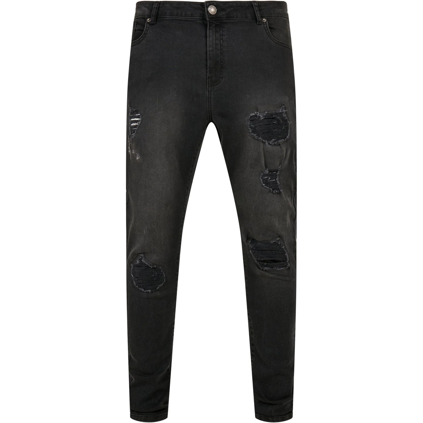 Black - Front - Urban Classics Mens Heavy Destroyed Slim Jeans