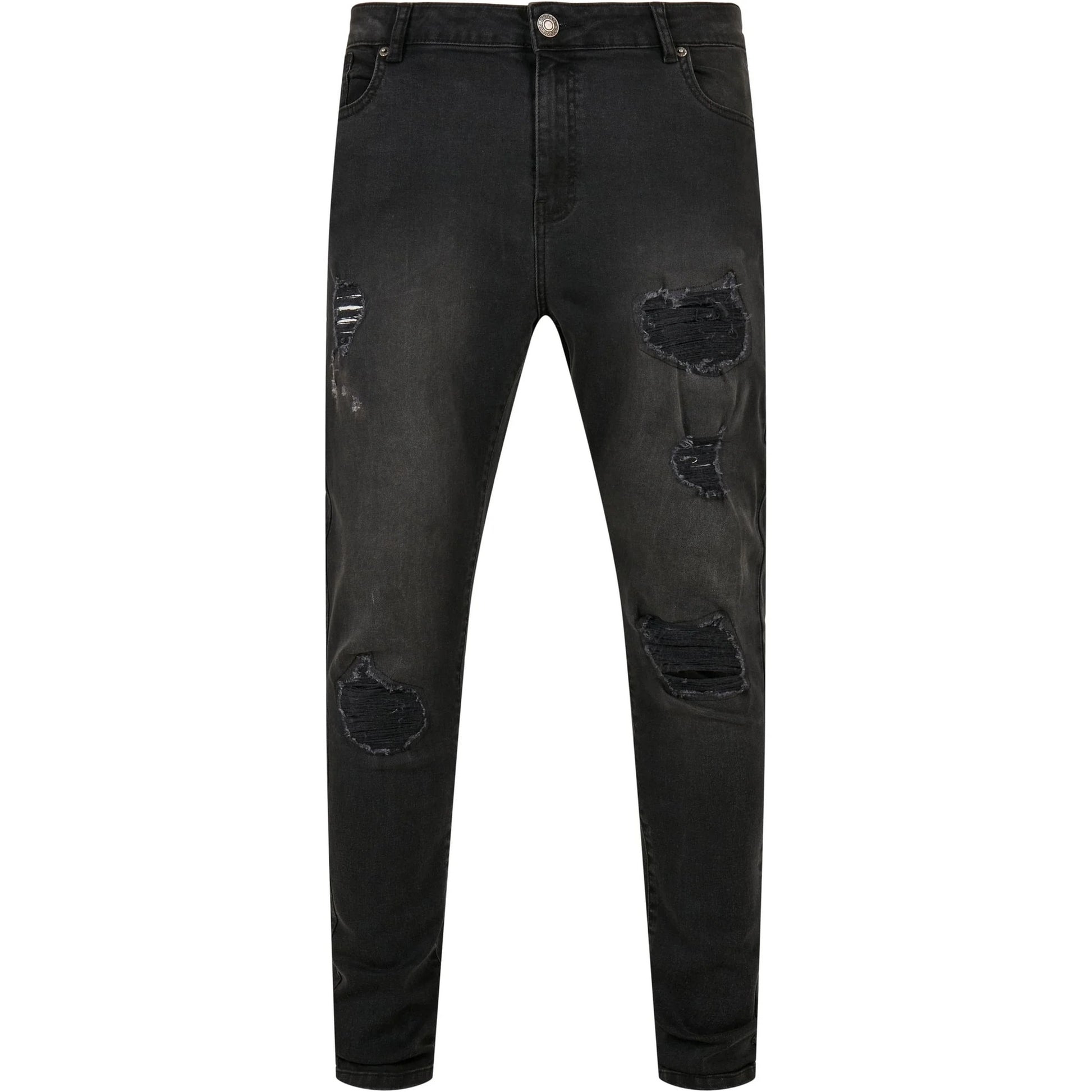 Black - Front - Urban Classics Mens Heavy Destroyed Slim Jeans