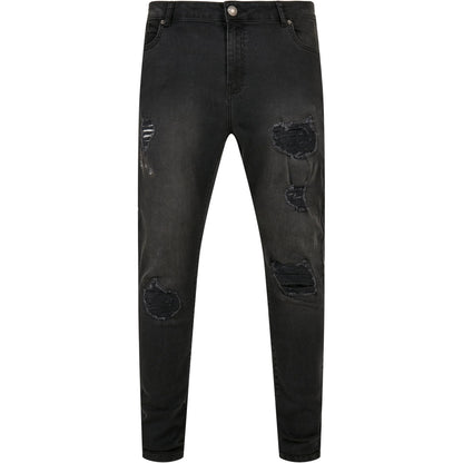 Black - Front - Urban Classics Mens Heavy Destroyed Slim Jeans