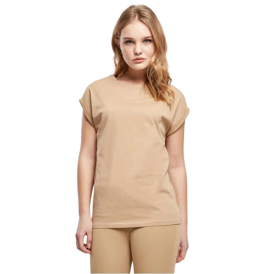 Union Beige - Front - Urban Classics Womens-Ladies Extended Shoulder T-Shirt