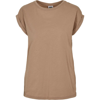 Taupe - Front - Urban Classics Womens-Ladies Extended Shoulder T-Shirt