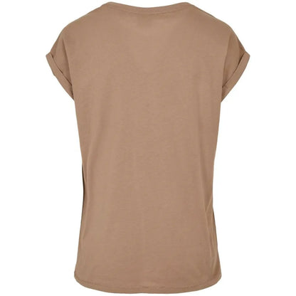 Taupe - Back - Urban Classics Womens-Ladies Extended Shoulder T-Shirt