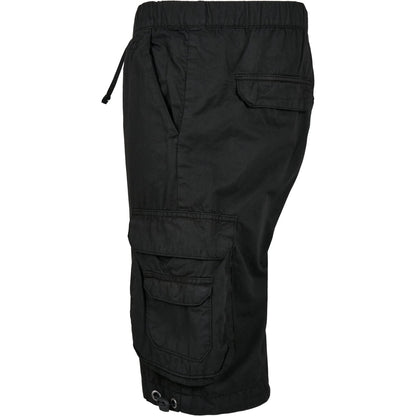 Black - Side - Urban Classics Mens Double Pocket Cargo Shorts