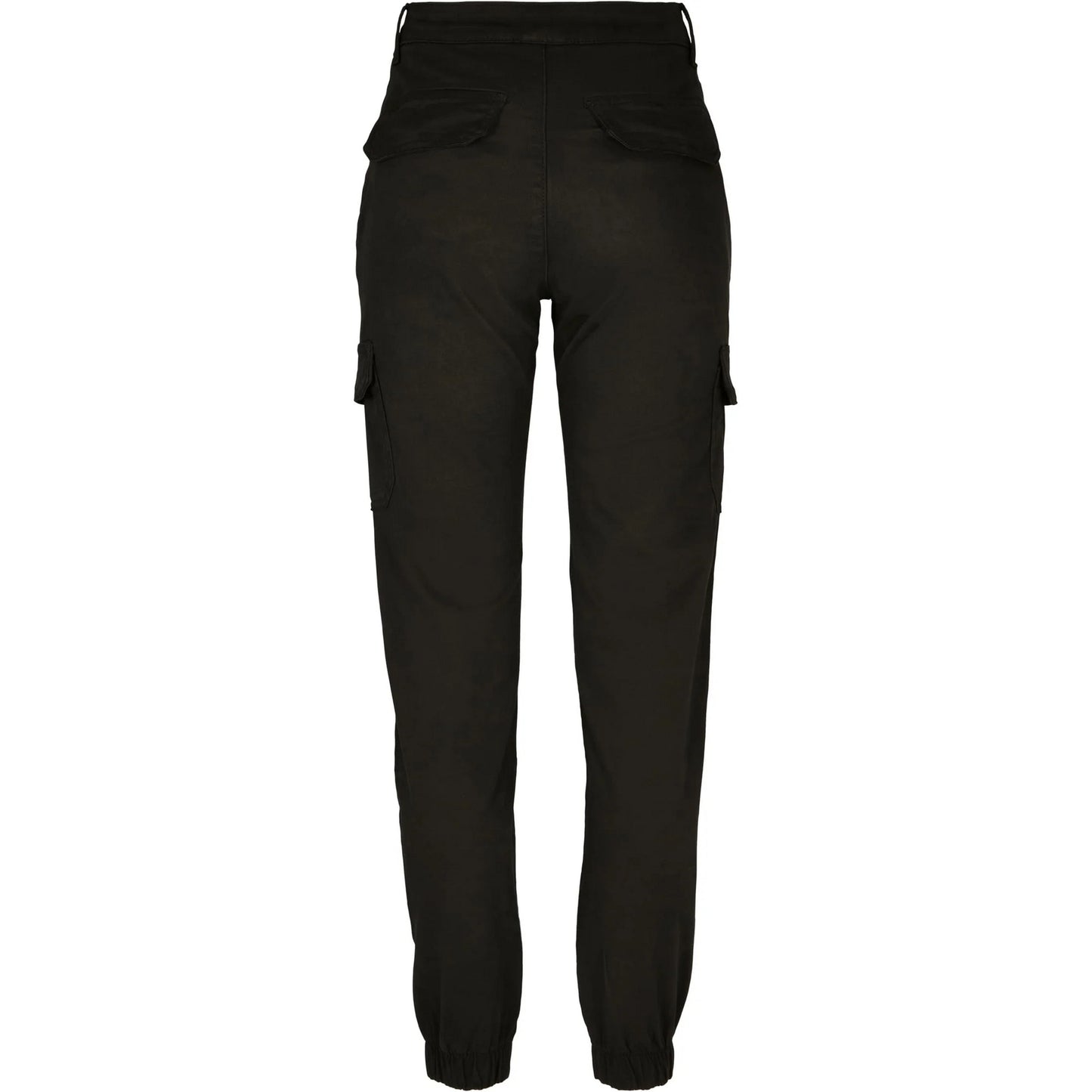 Black - Back - Urban Classics Womens-Ladies High Waist Cargo Trousers