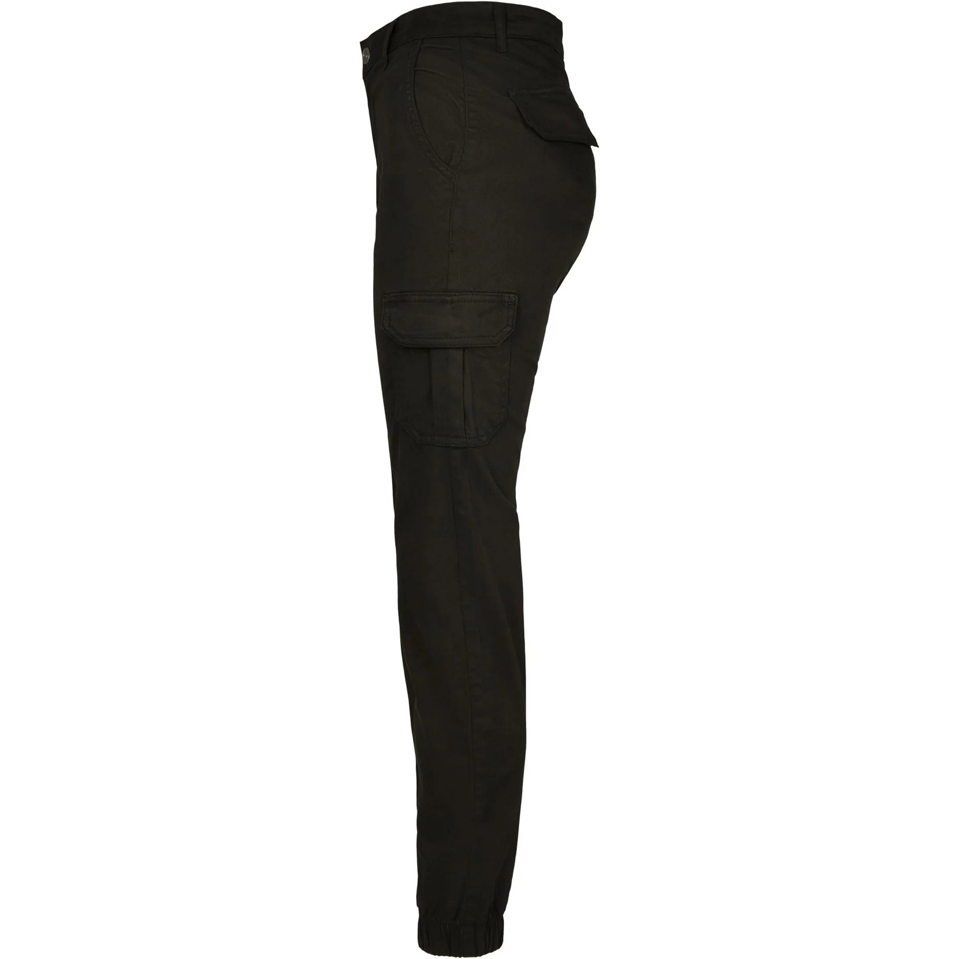 Black - Side - Urban Classics Womens-Ladies High Waist Cargo Trousers