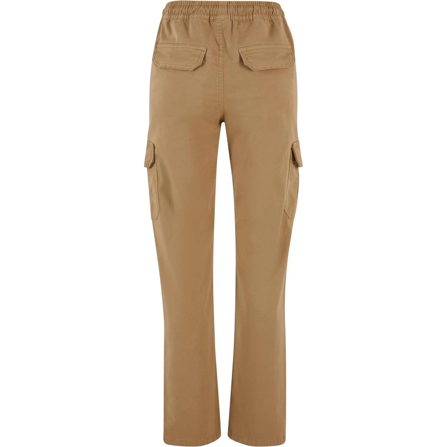 Union Beige - Back - Urban Classics Womens-Ladies Twill High Waist Cargo Trousers